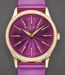 Calatrava 4997/200R-001 35mm Automatic in Rose Gold with Diamond Bezel on Purple Satin Finished Calfskin Leather Strap with Purple Embossed Lacquered Dial