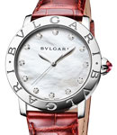 Bvlgari 37mm Automatic in Steel on Red Crocodile Leather Strap with MOP Dial