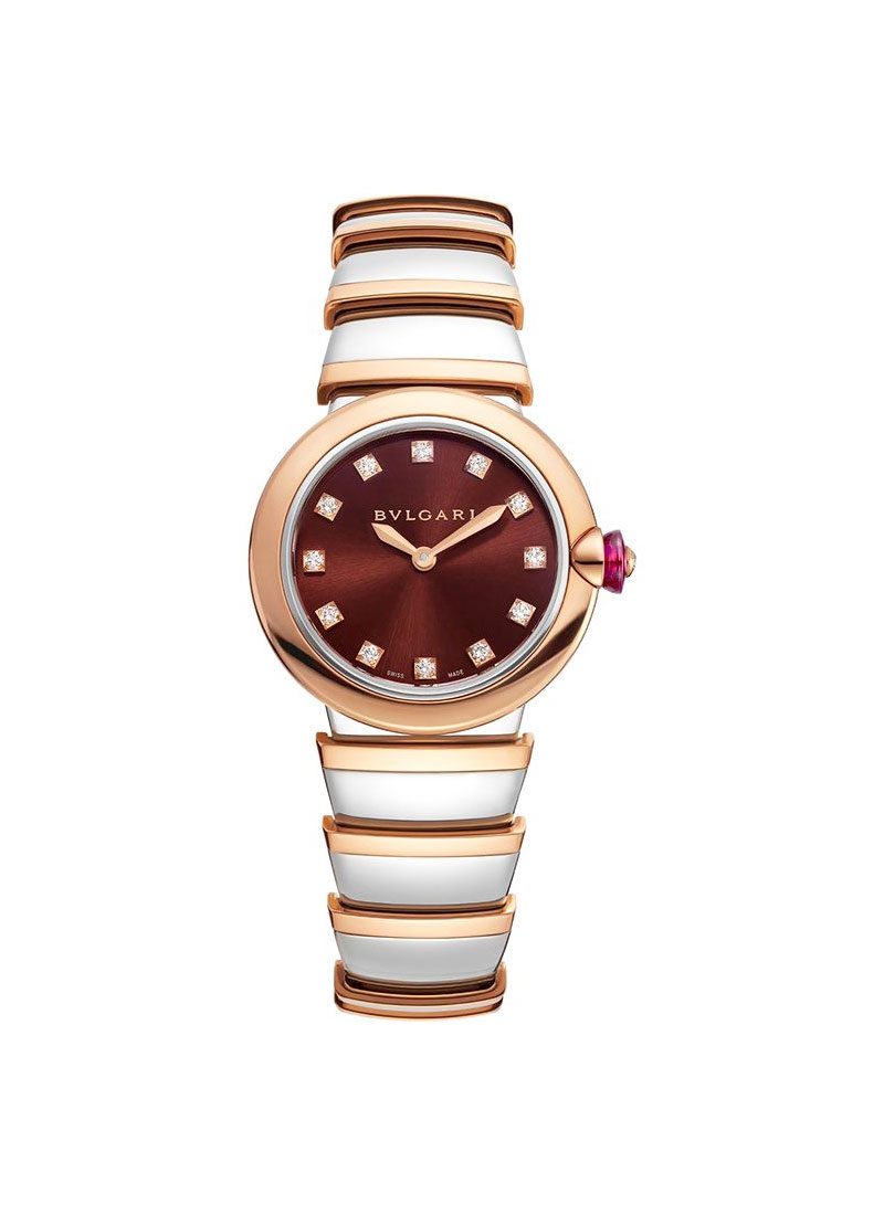 Bvlgari Lucea 28mm in Steel with Rose Gold Bezel