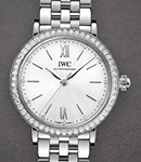 Portofino Automatic 34mm in Steel with Diamond Bezel on Steel Bracelet with Silver Dial