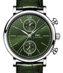 Portofino Chronograph 39mm in Steel on Green Alligator Leather Strap with Green Dial
