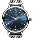 Portofino Automatic 34mm in Steel on Steel Mesh Bracelet with Blue Diamond Dial