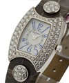First Lady with Full Diamond Case - White Gold  on Grey Strap with MOP Dial 