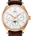 Portofino Perpetual Calender 42.4mm in Rose Gold on Brown Alligator Leather Strap with Silver Dial - RG Markers