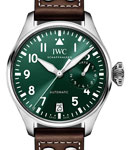 Big Pilot 46.2mm in Steel On Brown Calfskin Leather Strap with Green Arabic Dial