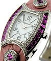 White Gold Ladies First Lady with Sapphire and Diamond Bezel on Pink Strap with MOP Dial