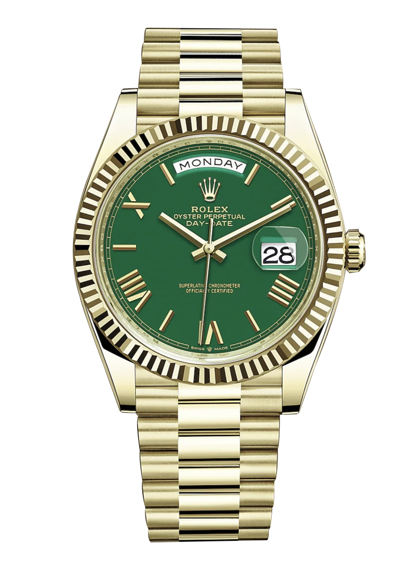 Pre-Owned Rolex President Day Date 40mm in Yellow Gold with Fluted Bezel