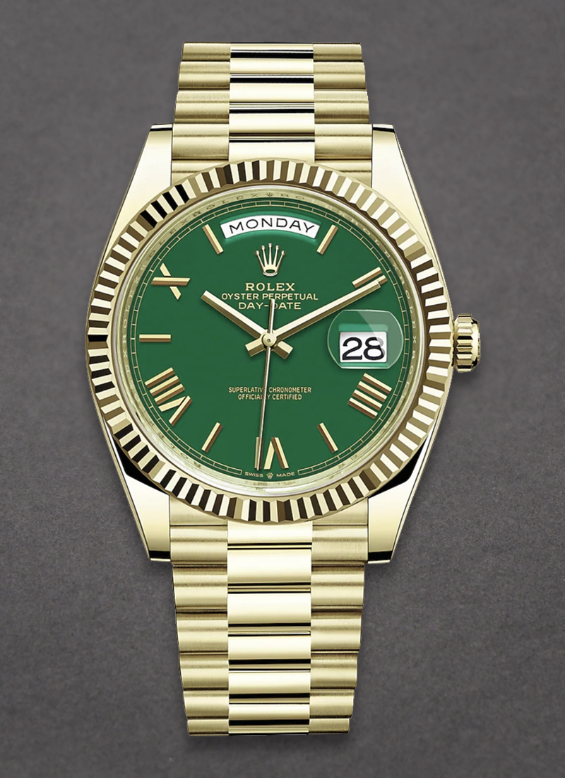 Pre-Owned Rolex President Day Date 40mm in Yellow Gold with Fluted Bezel