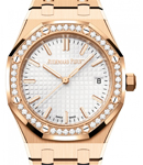 Royal Oak 34mm 50th Anniversary in Rose Gold with Diamond Bezel on Rose Gold Bracelet with Silver Dial