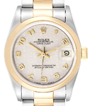 Date 34mm in Steel with Yellow Gold Smooth Bezel on Oyster Bracelet with Ivory Jubilee Arabic Dial