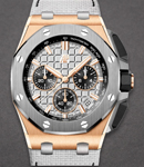 Royal Oak Offshore Chronograph 43mm in Rose Gold with Titanium Bezel on Grey Strap with Grey Dial