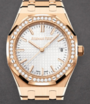 Royal Oak 34mm in Rose Gold with Diamond Bezel on Rose Gold Bracelet with Silver Dial