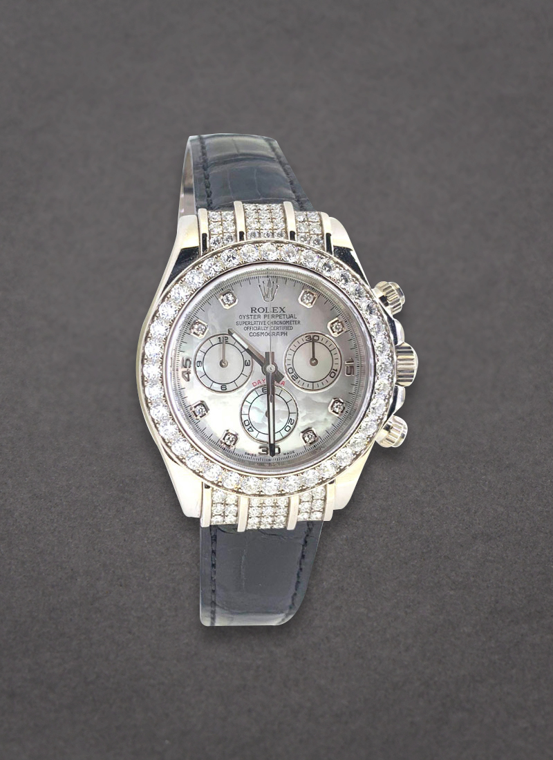 Pre-Owned Rolex Daytona 40mm in White Gold with Diamond Bezel