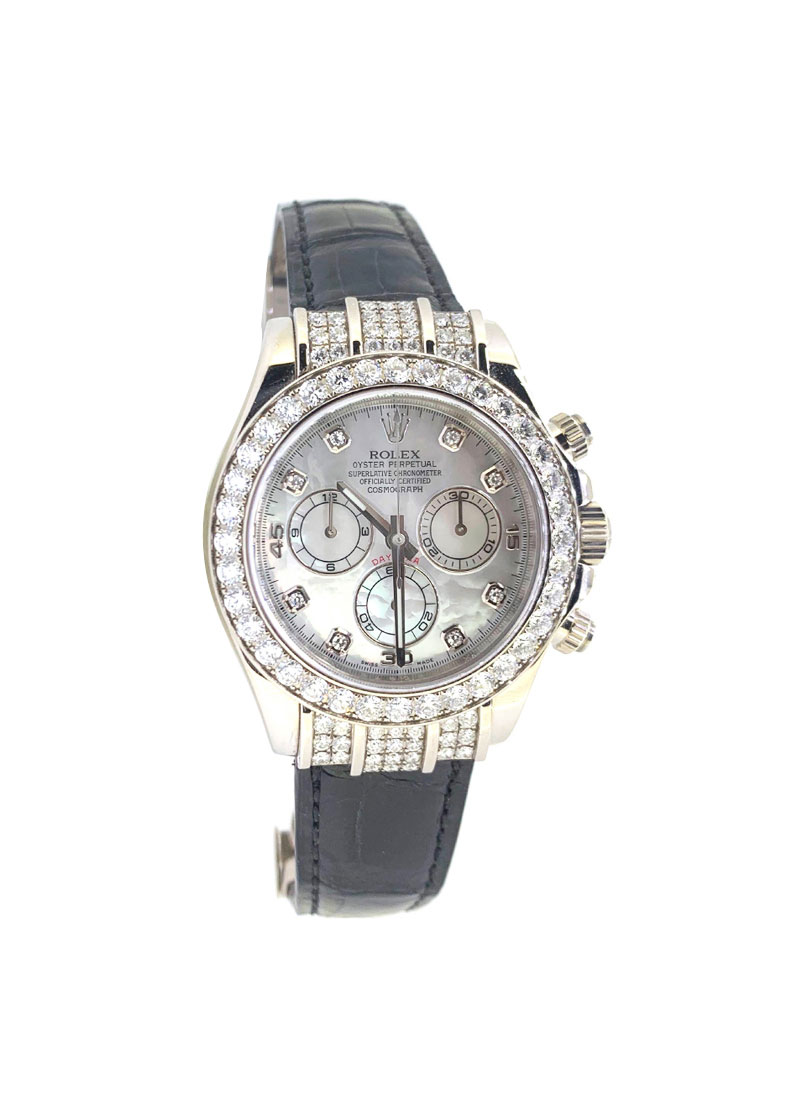 Pre-Owned Rolex Daytona 40mm in White Gold with Diamond Bezel