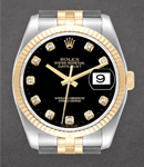 Datejust 2-Tone 36mm Ref 116233 on Jubilee Bracelet with Black Diamond Dial