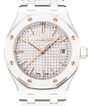 Royal Oak Automatic 34mm in White Ceramic on White Ceramic Bracelet with Silver Dial