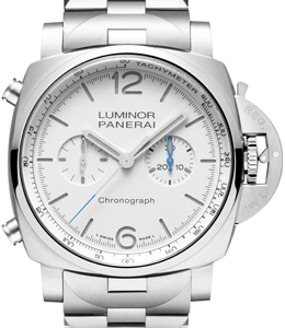 PAM 1548 - Luminor Chrono 44mm in Brushed Steel on Brushed Steel Bracelet with White Dial