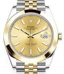 Datejust II 41mm in Steel with Yellow Gold Smooth Bezel on Jubilee Bracelet with Champagne Index Dial