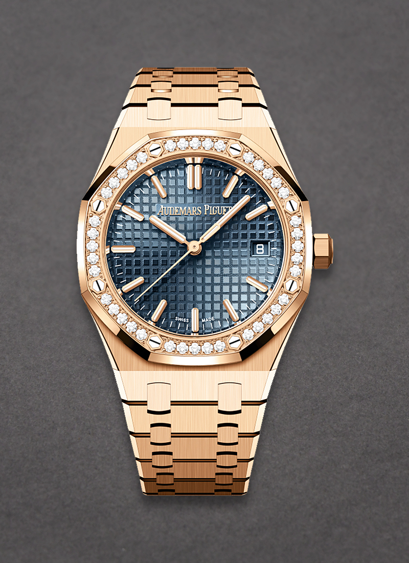 Audemars Piguet Royal Oak 34mm in Rose Gold with Diamond Bezel