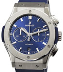 Classic Fusion Chronograph 42mm in Titanium On Blue Rubber and Alligator Strap with Blue Dial