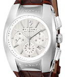 Ergon Men's Chronograph 35mm in Steel on Brown Crocodile Leather Strap with Silver Dial