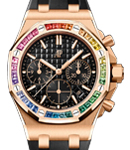 Royal Oak Offshore 37mm in Rose Gold with Sapphire Set Bezel On Black Rubber Strap with Black Dial
