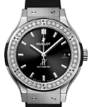 Classic Fusion 38mm Automatic in Titanium with Diamond Bezel on Black Rubber Strap with Black Dial