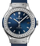 Classic Fusion 38mm Automatic in Titanium with Diamond Bezel on Blue Rubber Strap with Blue Dial