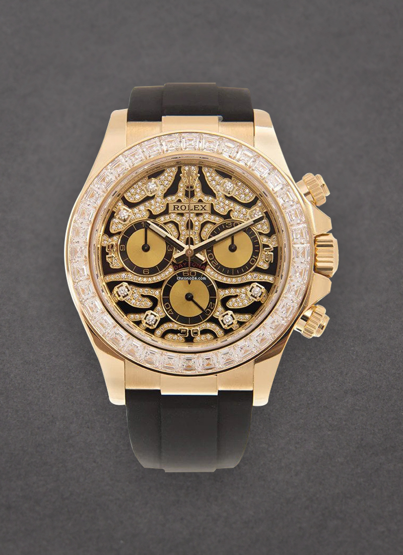 Pre-Owned Rolex Tiger Daytona Cosmograph 40mm in Yellow Gold with Diamond Bezel