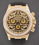 Tiger Daytona Cosmograph 40mm in Yellow Gold with Diamond Bezel on Strap with Pave Diamond Dial