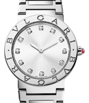 Bvlgari 33mm Quartz in Steel on Steel Bracelet with Silver Diamond Dial