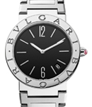 Bvlgari 33mm Quartz in Steel on Steel Bracelet with Black Dial
