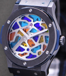 Classic Fusion Vitrail Stained Glass On Blue Rubber and Alligator Strap
