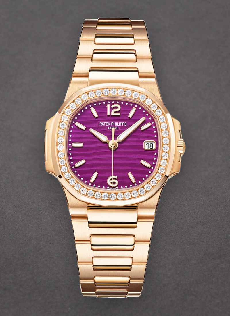 Patek Philippe Nautilus 32mm Quartz in Rose Gold with Diamond Bezel