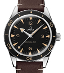 Seamaster 300 Co-Axial Master Chronometer 41mm in Steel with Black Bezel on Brown Calfskin Leather Strap with Black Dial