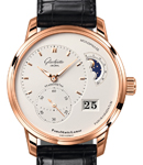 Panomatic Lunar 40mm Automatic in Rose Gold on Black Crocodile Leather Strap with Silver Dial