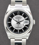 Datejust 36mm with Oyster Bracelet and Domed Bezel Tuxedo Dial - Bezel Engraved