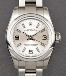 Oyster Perpetual 26mm No Date in Steel with Smooth Bezel on Steel Oyster Bracelet with Silver Arabic and Index Dial