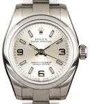 Oyster Perpetual 26mm No Date in Steel with Smooth Bezel on Steel Oyster Bracelet with Silver Arabic and Index Dial