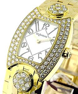 Princess 23mm in Yellow Gold with Diamonds Bezel and Lugs on Yellow Gold Bracelet with MOP Arabic Dial