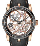 Excalibur Skeleton Canelo 42mm in Rose Gold with Black Bezel - L.E 88 on Black Rubber Strap with Skeleton Dial