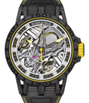 Excalibur Aventador S 45mm in Carbon on Black Rubber Strap with Skeleton Dial