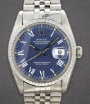 Datejust 36mm in Steel with Fluted Bezel On Steel Jubilee Bracelet with Blue Bluckley Roman Dial