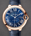 Ballon Bleu de Cartier in Rose Gold on Blue Alligator Leather Strap with Blue Roman Dial