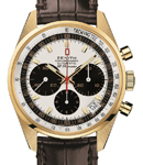 El Primero A381 Revival 50th Anniversary 38mm in Yellow Gold on Rrown Alligator Leather Strap with White Dial - Black Sub Dials