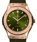 Classic Fusion Chronograph 45mm in Rose Gold on Black Rubber Strap with Green Dial
