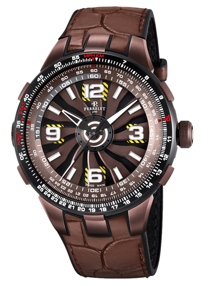 Perrelet Turbine Pilot 48mm in Steel with Black PVD Coating