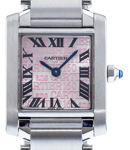 Tank Francaise Small in Steel on Steel Braceelet with Pink 160th Anniversary Dial