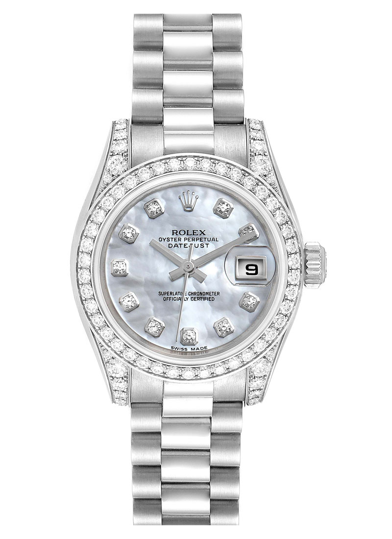Pre-Owned Rolex Mid Size 31mm President in White Gold with Diamond Bezel & Lugs