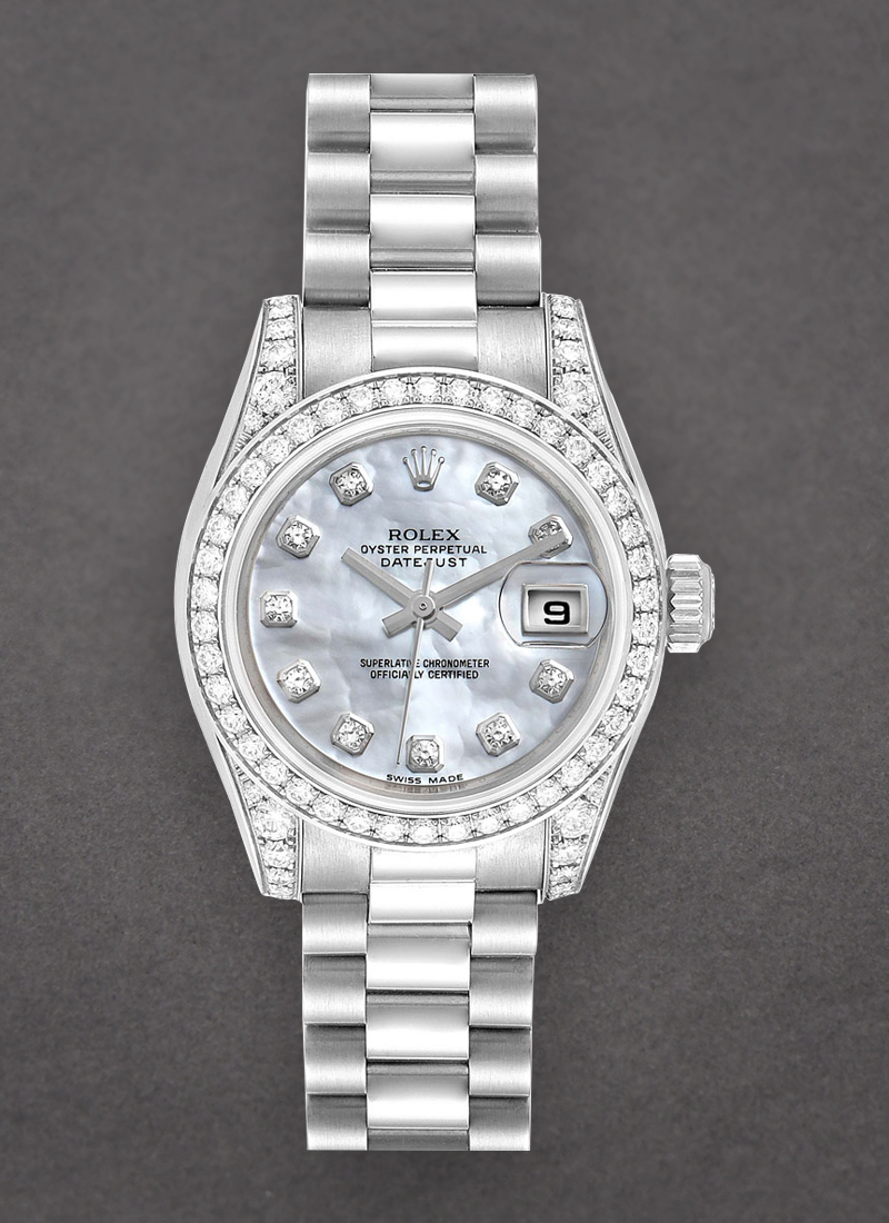 Pre-Owned Rolex Mid Size 31mm President in White Gold with Diamond Bezel & Lugs